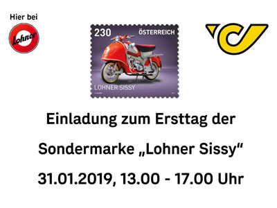 Lohner Sissy Ersttag Briefmarke: 31.1.2019 13 – 17 Uhr